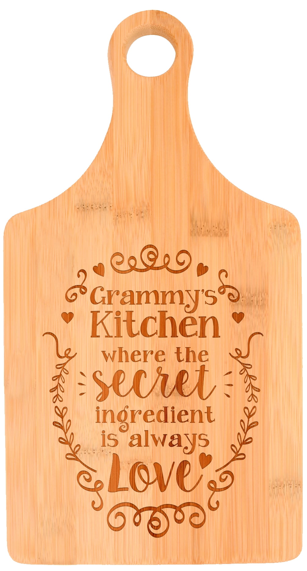 Cooking Gift Mothers Day Bamboo Everthing Tastes Better in Granny's Kitchen Grandma Granny Engraved Cutting Board Paddle Shaped