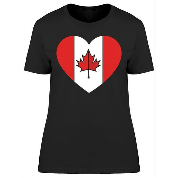 Canadian Flag In Heart Shape T-Shirt Women -Image by Shutterstock, Female 3X-Large