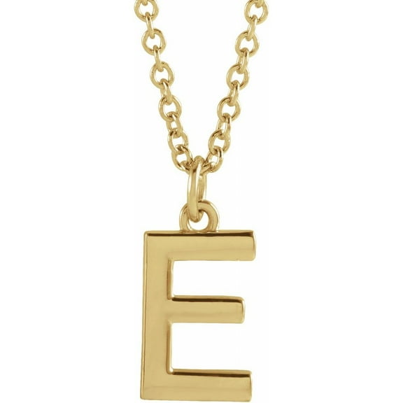 Precious Stars Unisex 18K Yellow Gold-Plated Sterling Silver Initial E Dangle Necklace