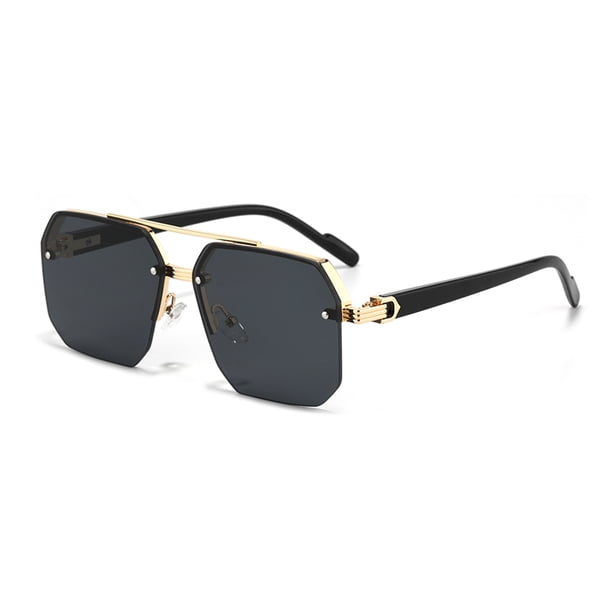 Gafas de sol cuadradas de Metal para hombre y mujer, lentes de sol de gran tamaño, con doble puente, polígono, degradado, UV400