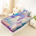 thumbnail image 4 of Erosebridal Cartoon Animal Unicorn Kids Twin Sheet Sets,Dreamy Princess Style Oi Painting Bedding For Girls 3 Pieces, 4 of 6