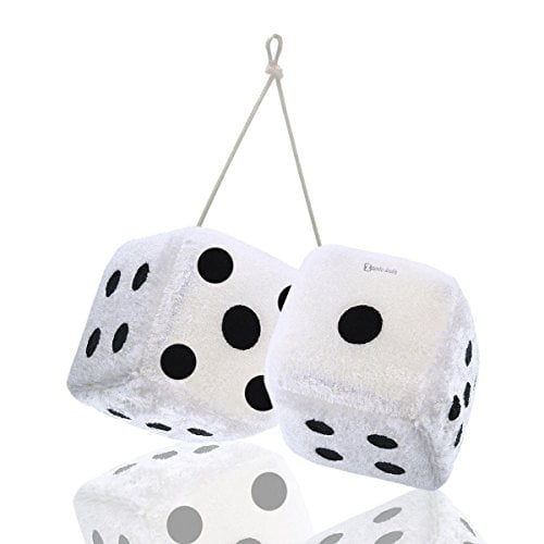 Hanging Red Fuzzy Dice with White Dots 