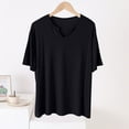 thumbnail image 3 of Olyvenn Casual T-Shirt for Women Solid Color Soft Athletic Blouse V-Neck Short Sleeves Shirts 2025 Summer Vacation Tee Tops Black 10, 3 of 5