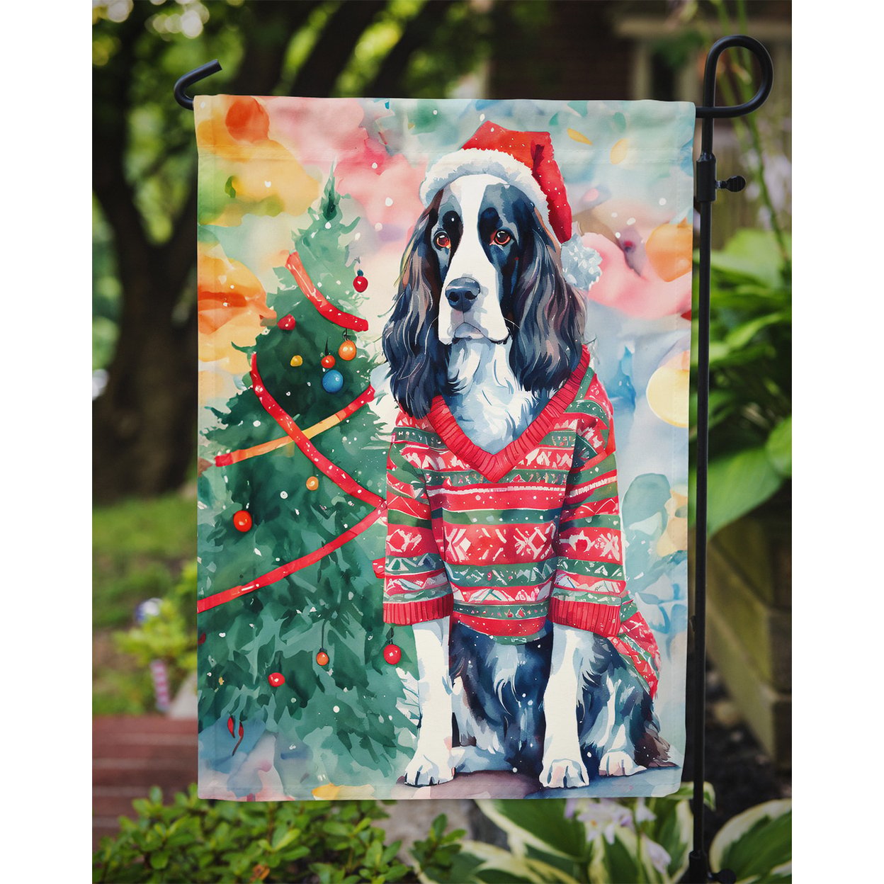 thumbnail image 3 of English Springer Spaniel Christmas Garden Flag 11.25 in x 15.5 in, 3 of 5