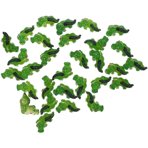 20 piezas de decoración de cocodrilo en miniatura de dibujos animados, micropaisaje, estatua de resina de tortuga de escritorio