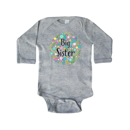 

Inktastic Big Sister with Flower Circle Gift Baby Boy or Baby Girl Long Sleeve Bodysuit