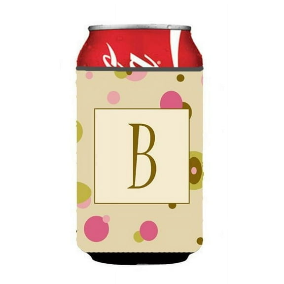 Letter B Initial Monogram - Tan Dots Can or Bottle  Hugger