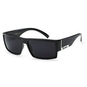locs mens flat top gangster sunglasses black silver frame 91026 (black)