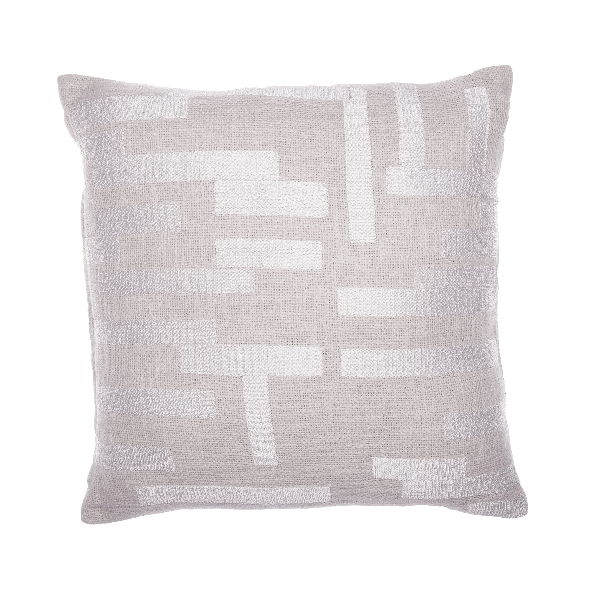 Ox Bay and Stacy Garcia 20" x 20" Ivory/White Geometric Embroidered Cotton Blend Adult Decorative Feather Filled Pillow