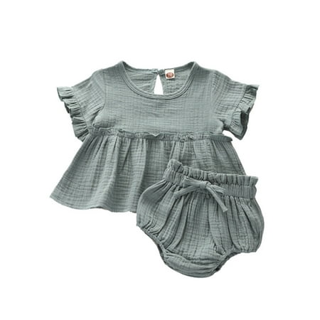 

QIPOPIQ Toddler Girls Outfit Sets Clearance Toddler Baby Girl Cotton Solid Color Comfortable Climbing Clothes Two-piece Suit