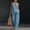 Sky Blue, variant on Women's Cotton Linen 2 Piece Sets Sleeveless V Neck Halter Top Matching Baggy Wide Leg Pants Outfit Solid Color Outfits Travel Summer Trendy Vacation Loose-Fit Casual Tracksuit,White M