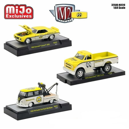 Cars Machine Embroidery Mooneyes Assortment Set of 3 Cars Limited Edition to 3,200 pieces Worldwide 1/64 Diecast Models by M2 Machines ()