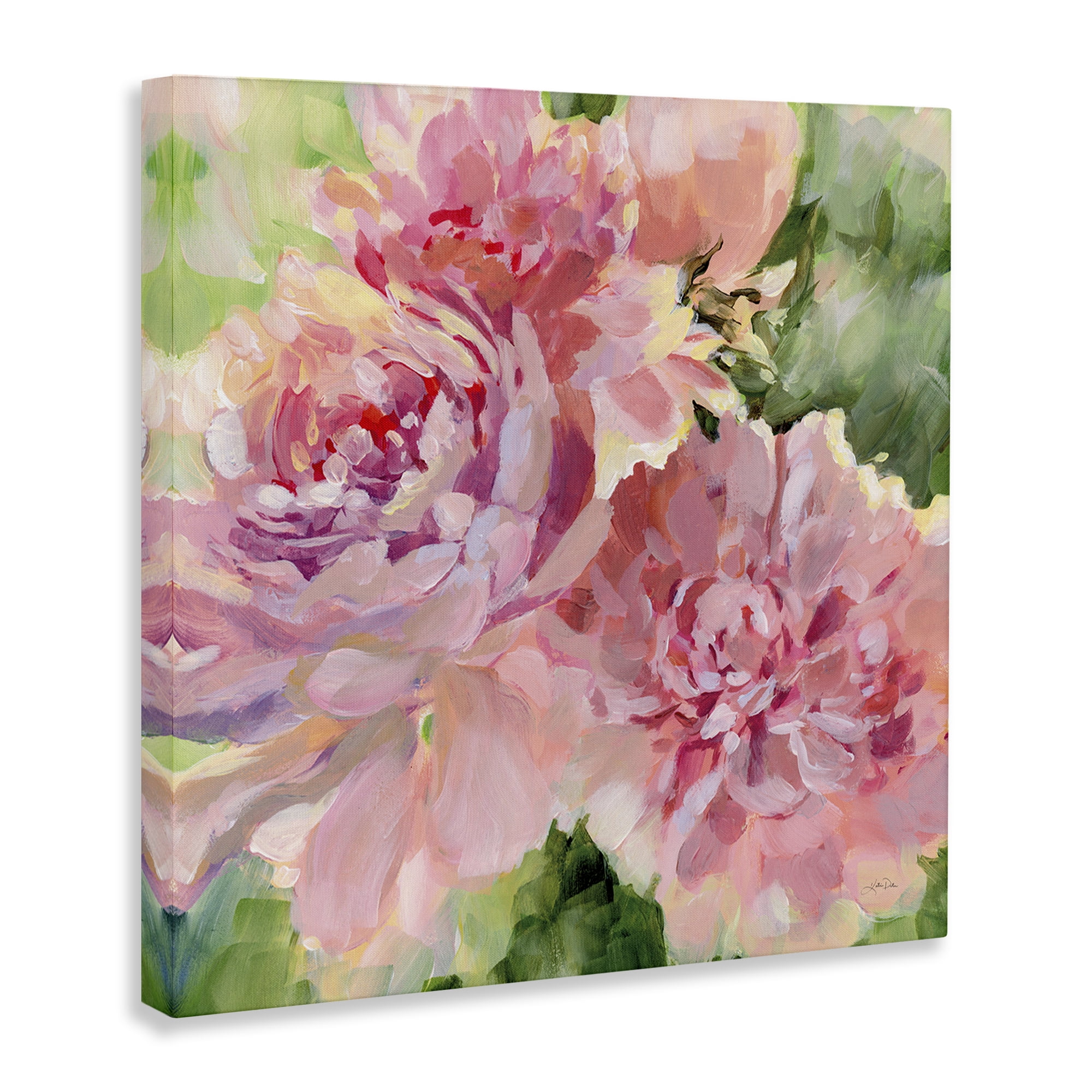Stupell Industries Flared Peony Petals Plants & Flowers Painting Wrapped Canvas Art Print Wall Art, 24 x 24