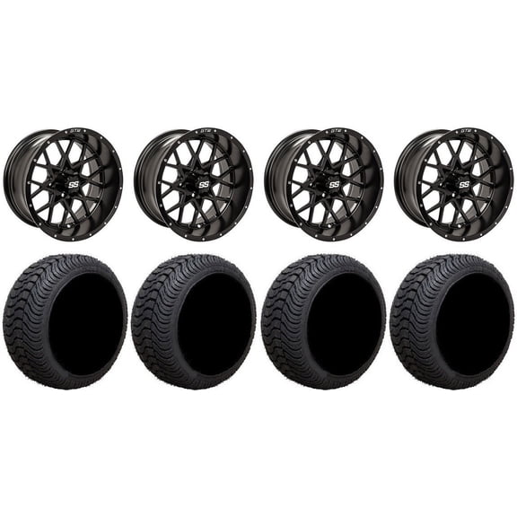 GTW Vortex 2 12" Golf Cart Wheels Black 215x35 Cruze Tires E-Z-GO & Club Car