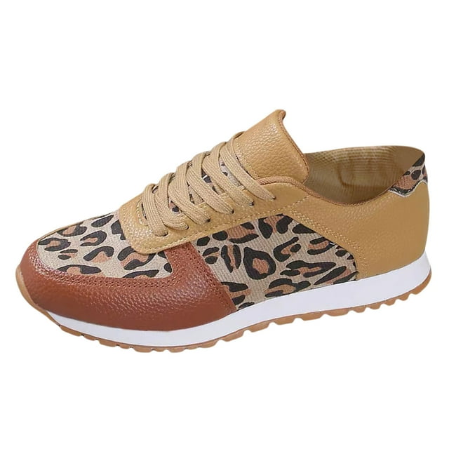 Ediodpoh Espadrilles Décontractées à Lacets Imprimé Léopard Semelle Épaisse Women Commerce Extérieur Chaussures Basses Course Women's Chaussures Marron 42