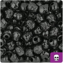 BeadTin Black Opaque 11mm Skull Pony Beads (150pcs)