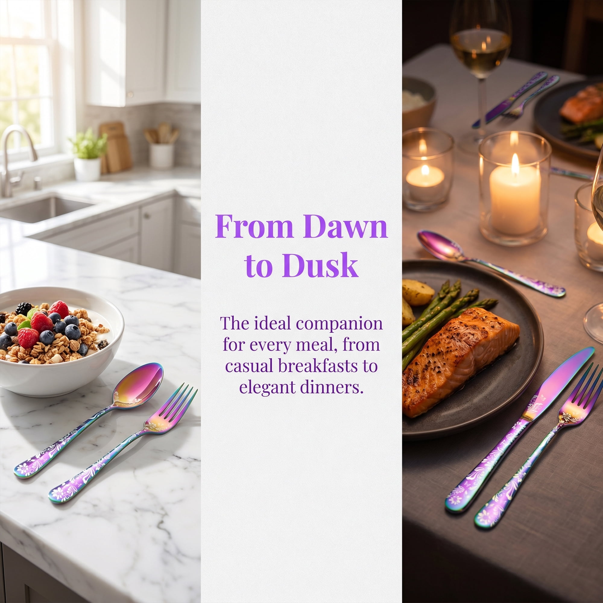 Unique Bargains 5 Pieces Stainless Steel Silverware Set Flatware Set Colorful B