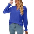 thumbnail image 1 of Pompotops Mode Femme Col en V Manches Longues Décontracté Confortable Couleur Unie Manches à Volants Blouse en Solde, 1 of 8