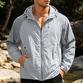 thumbnail image 3 of Men's Color Block Hooded Sun Protection Jacket, Lightweight Breathable Full Zip Up Windbreaker with Zipper Pockets, Casual Outdoor Hiking Travel UV Coat for Men S-3XL, 3 of 8
