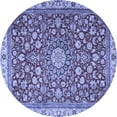 thumbnail image 1 of Ahgly Company Machine Washable Indoor Round Medallion Blue Traditional Area Rugs, 8' Round, 1 of 4