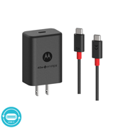 Motorola TurboPower 45W USB-C Charger with 5 Amp E-Mark USB-C to USB-C Data / Charging Cable - Fastest charger for Motorola One Hyper, Compact charging for High Powered Type C Devices