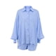 thumbnail image 3 of SAYOO Conjuntos de lino para mujer Conjunto de chándal informal de 2 piezas Camisa de manga larga con botones y pantalones cortos elásticos de cintura alta Conjunto de salón de verano a juego SAYOO  Casual, 3 of 10