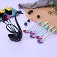 thumbnail image 3 of ORUYROP Black Small Swan Base Holder With Rainbow 8 Pcs Flower Spoon Set,Stainless Steel Reusable Tea Scoops Stirring Spoon Coffee Spoon, 3 of 7