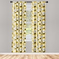 thumbnail image 2 of Ambesonne Floral 4-Panel Curtains, Minimalistic Yellow Blossoms, 56"x63", Pale Taupe Charcoal Grey, 2 of 4