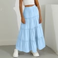 thumbnail image 3 of yillto Cotton Skirts for Girls Elastic Waist Pleated A Line Long Skirt Ribbon Maxi Skirts 3-10 Years, 3 of 7