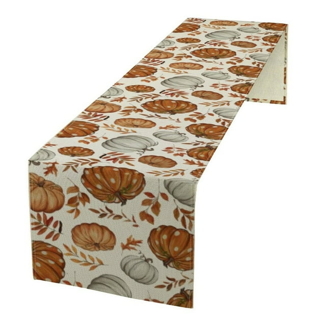 SIfdSeng Get it Fast Autumn Pumpkin and Maple Leaf Printed Table Runner Thanksgiving Atmosphere Tablecloth for Dining Table and Tv Cabinet Café Cover Cloth