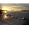 Frozen Lake Winter Sunset Frozen Boat-20 Inch By 30 Inch Laminated Poster With Bright Colors And Vivid Imagery-Fits Perfectly In Many Attractive Frames