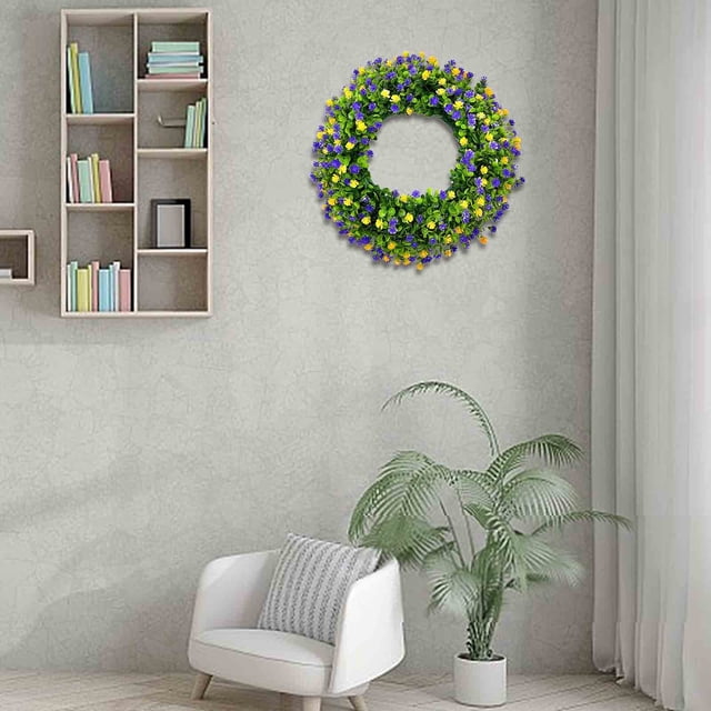 Sentmoon Couronnes de Porte Couronne de Porte de Printemps Couronne Colorée en Plastique Couronne de Feuilles Colorées de Printemps et d'Été Décoration de Printemps et d'Été Pendentif de Porte