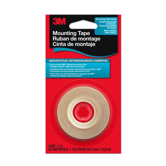 3M Indoor Window Film Mounting Tape, Clear, 1/2" x 13.8 yard, 1 Roll, use with window insulator kit