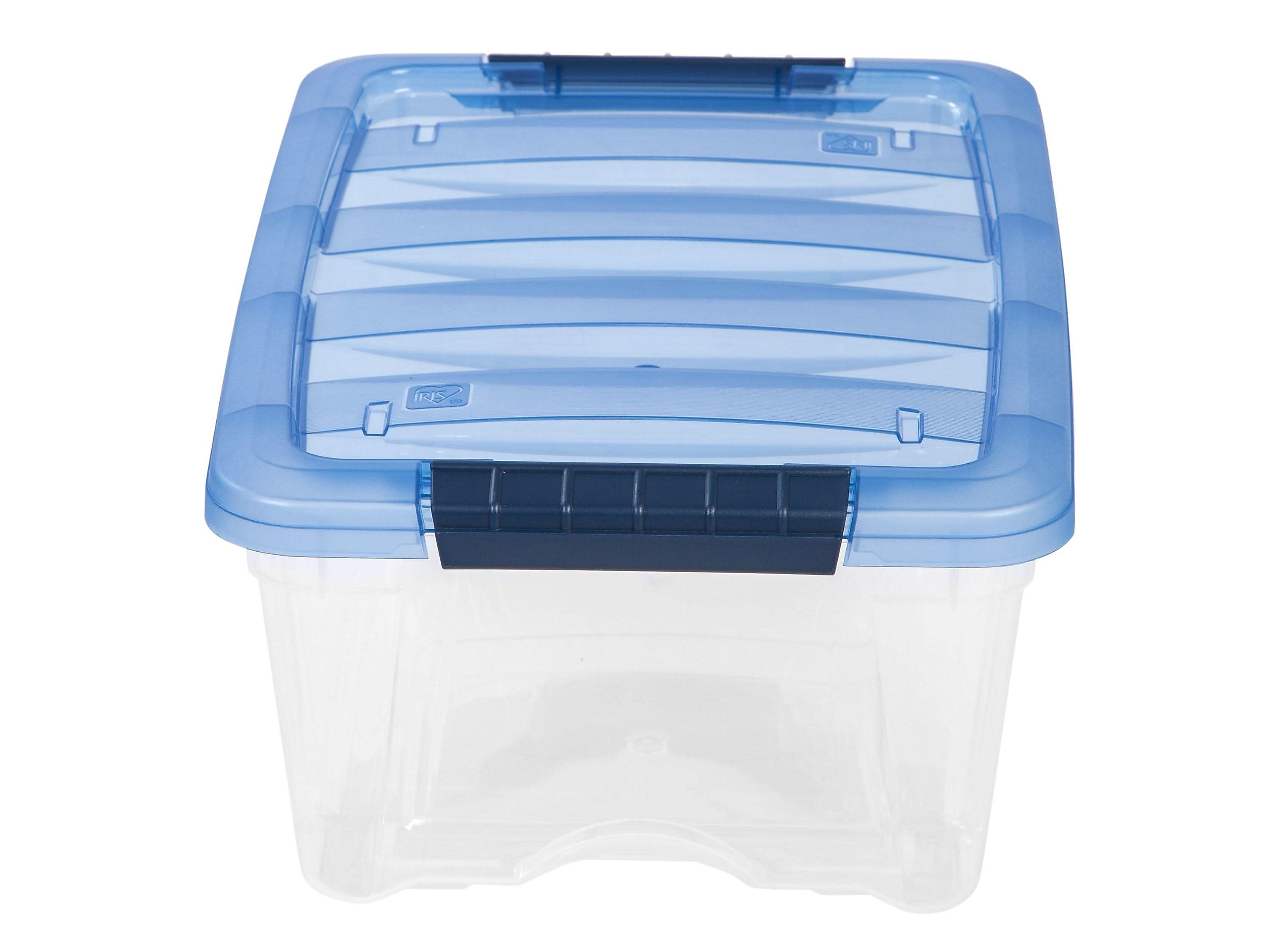 Iris Stack & Pull 12.9 Qt. Latch Lid Storage Bin Navy/Clear (100306