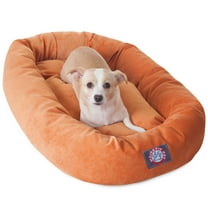 Majestic Pet Villa Velvet Bagel Pet Bed for Dogs, Calming Dog Bed Washable, Medium, Orange
