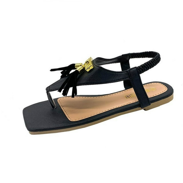 Amzcrzy Zapatos de mujer,Zapatos de mujer,Zapatillas de mujer, Sandalias de verano para mujer, moda informal, con punta cuadrada y clip, planas, para playa Sandalias Mujer Zapatillas De Casa