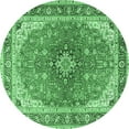 thumbnail image 1 of Ahgly Company Indoor Round Medallion Emerald Green Traditional Area Rugs, 4' Round, 1 of 4