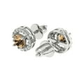 thumbnail image 2 of 14K Solid Gold Screw Back Stud Earrings for Women | 1.24 cttw Round Cut Simulated Champagne Diamond | White Gold, 2 of 5