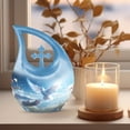 thumbnail image 4 of MUKTIVE Dove Bird Memorial Funeral Urns for Adult Human Ashes Grandmother & Grandmother - Blue Cremation Burial Urn for Ashes Adult Women & Men - 10 Inch Large Urn for Human, 4 of 7