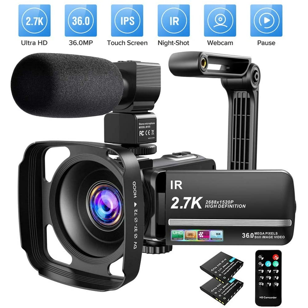 Video Camera Camcorder 2.7K Ultra HD YouTube Vlogging Camera 36MP IR