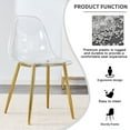 thumbnail image 3 of Sumdeal Clear Dining Chairs Set of 6, Modern Kitchen Chairs with Transparent Seat, Acrylic Accent Side Chairs with Metal Legs for Dining Room, Kitchen, Living Room,Golden Leg,6, 3 of 5