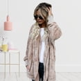 thumbnail image 4 of Women Winter Jacket Double-sided Wear Thick Fleece Hooded Pockets Mid Length Solid Color Warm Casual Daily Wear Long Coat, 4 of 7