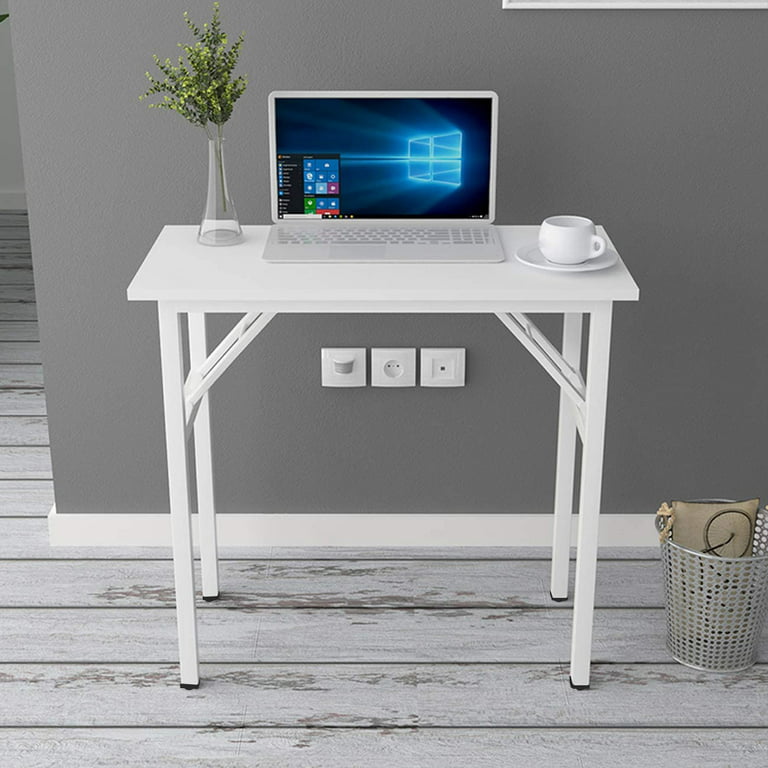 SOFSYS Modern Folding Desk for Small Space, Computer Gaming, Writing,  Student and Home Office Organization, Industrial Metal Frame with Premium