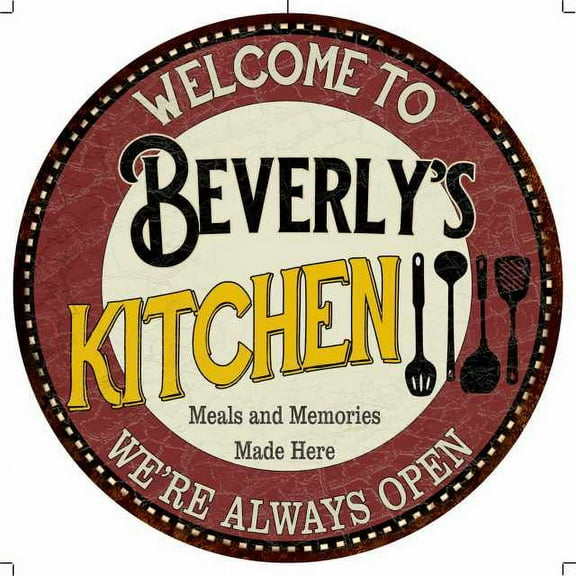 Beverly's Kitchen 12" Round Metal Sign Bar Game Room Wall Déco 200120040075