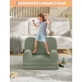 thumbnail image 4 of 2-in-1 convertible niños couch - teddy fleece fabric niños pequeños sofa chair, soft fold out couch lounger niños, comfy children's sofa cama playroom o nursery, green birthday gift, 4 of 7