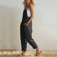 thumbnail image 7 of BLTIBY Summer Jumpsuits for Women Cotton Linen Casual Sleeveless Wide Leg Overalls Jumpsuit Trendy Beach Vacation Outfits with Pockets Dark Gray XXL, 7 of 7