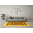 thumbnail image 3 of Ahgly Company Machine Washable Indoor Square Oriental Yellow Traditional Area Rugs, 4' Square, 3 of 4