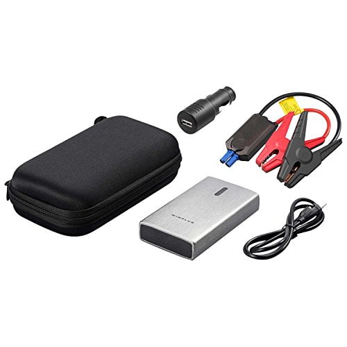 Compact Carrying case USB Ports Flashlight Car Truck SUV Motorcycle Winplus AC55929-60 Matte Silver Aluminum High Output Portable Jump Starter & Power Bank 350A Peak
