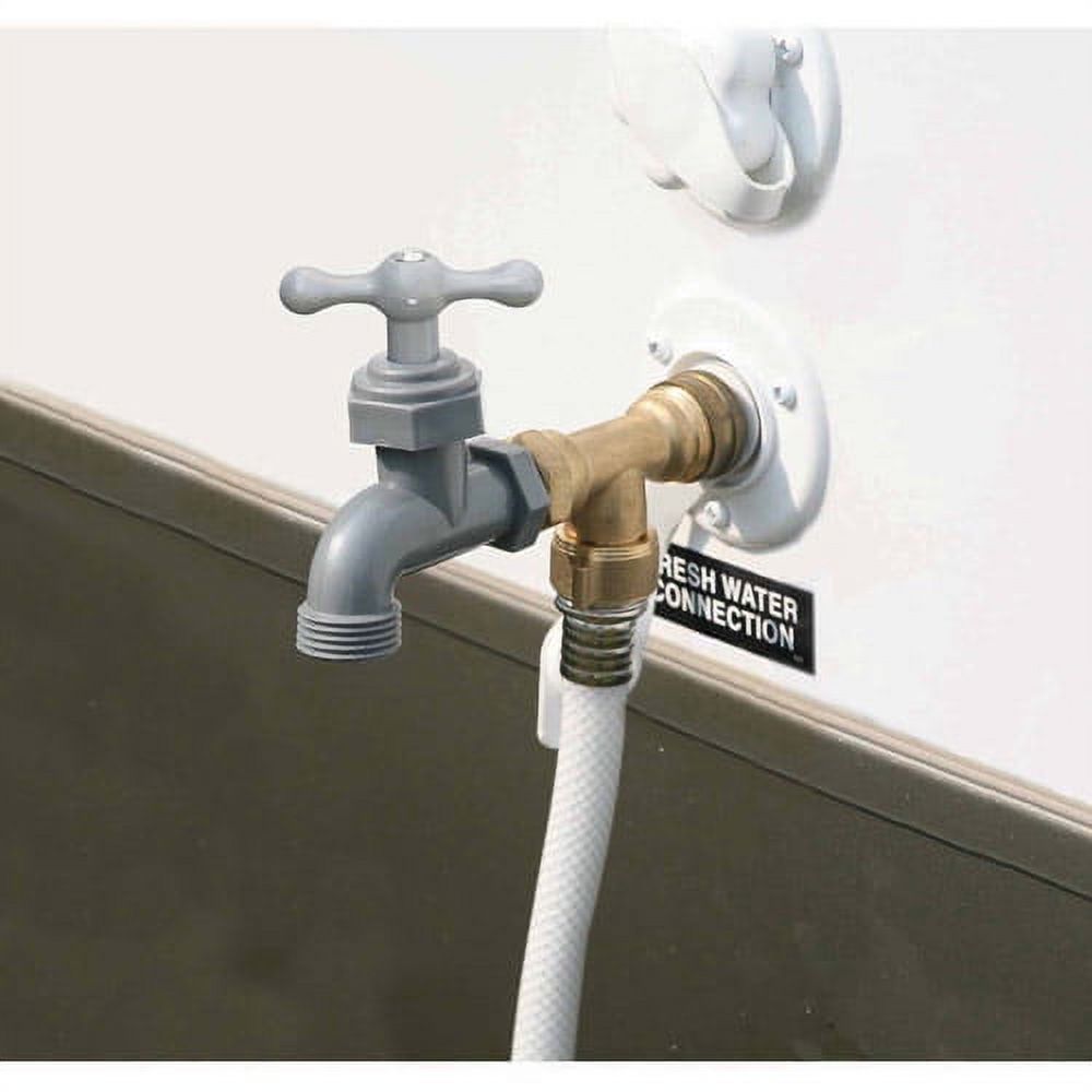 Camco 90 Degree Water Faucet,  Connects to Your RV's Fresh Water Inlet, Brass and Pewter(22463) - image 2 of 7