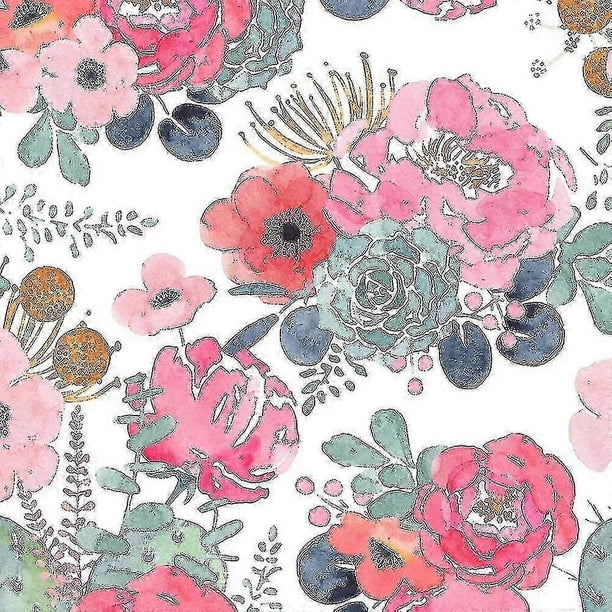 Floral Wallpaper Peel And Stick Watercolor Cactus Self Adhesive Prepasted Decorative 17.7"x 9.8ft (shikai) 26s
